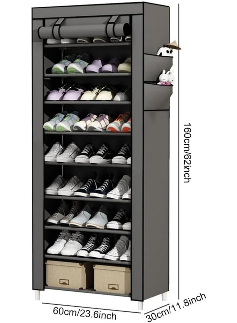 RollsTimi  9-Tier Shoe Rack Organizer with Dustproof Cover - Grey - Image 3